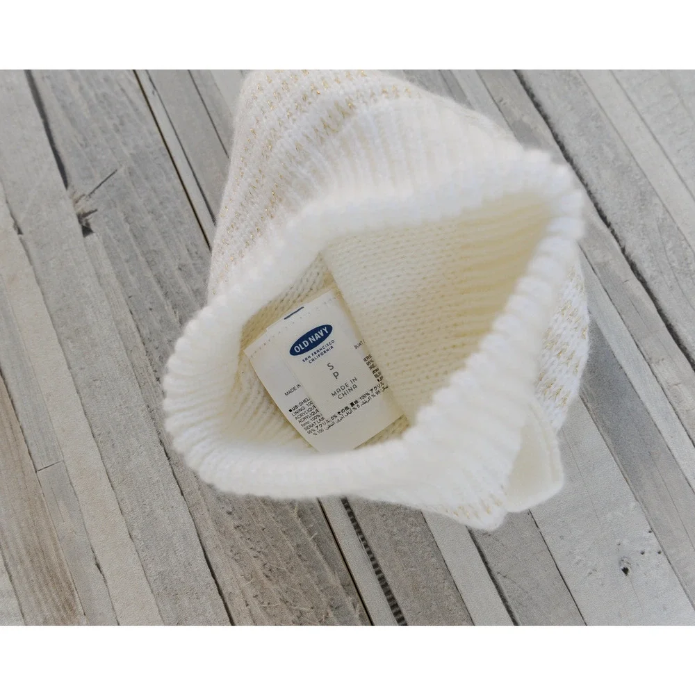 Toddler Girls Ivory/ Gold Striped Thread with Bow, Size Small (12-24 Months)